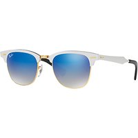 Ray-Ban RB3507 Clubmaster Square Sunglasses, Silver/Blue Gradient