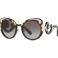 Prada PR 07TS Structured Round Sunglasses, Tortoise/Grey Gradient