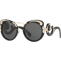 Prada PR 07TS Structured Round Sunglasses, Black