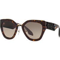 Prada PR 10TS Embellished Geometric Sunglasses, Tortoise/Brown Gradient
