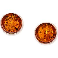 Be-Jewelled Amber Round Stud Earrings, Cognac