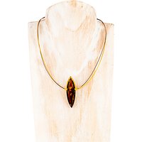 Be-Jewelled Marquise Amber Wire Collar Necklace, Cognac
