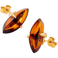 Be-Jewelled Marquise Amber Stud Earrings, Cognac