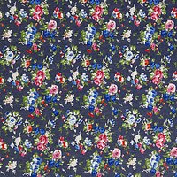 Oddies Textiles Large Floral Denim Fabric, Blue