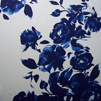 John Kaldor Heavy Painted Rose Print Fabric, Blue