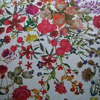 John Kaldor Botanical Print Silk Blend Fabric, Multi