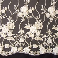 Carrington Fabrics Genevieve Embroidered Lace Fabric, Ivory