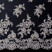 Carrington Fabrics Naomi Bead Bridal Lace Fabric, Ivory/Black