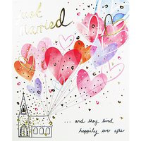 Woodmansterne Church Balloons Just Married Greeting Card