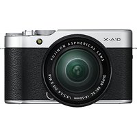 Fujifilm X-A10 Compact System Camera With XC 16-50mm OIS Lens, HD 1080p, 16.3MP, Wi-Fi, 3” Tiltable LCD Screen, Silver