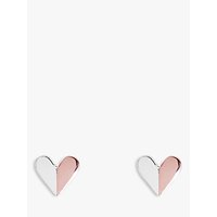 Joma Valentina Heart Stud Earrings, Silver/Rose Gold