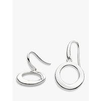 Kit Heath Bevel Curved Drop Earrings, Silver