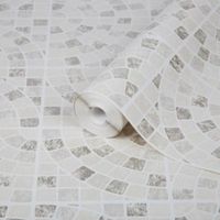 Contour Calcada Cream Mosaic Tile Wallpaper