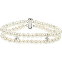Lido Pearls Freshwater Pearl Cubic Zirconia Detail Double Row Bracelet, White