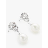 Lido Pearls Freshwater Pearl Knot Swirl Drop Earrings, Silver/White