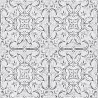 Contour White Vintage Tin Tile Metallic Effect Wallpaper
