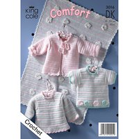King Cole Comfort DK Baby Jumper And Pram Blanket Crochet Pattern, 3016