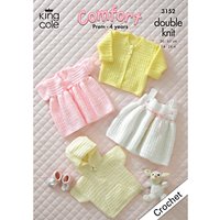 King Cole Comfort DK Baby Dress And Jumper Crochet Pattern, 3152