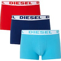 Diesel Stretch Cotton Plain Trunks, Pack Of 3, Red/Navy/Blue