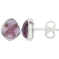 John Lewis Gemstones Amethyst Stud Earrings, Silver/Purple