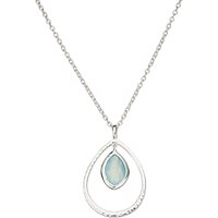 John Lewis Gemstones Aqua Chalcedony Teardrop Pendant Necklace, Silver/Blue