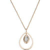 John Lewis Gemstones Labradorite Teardrop Pendant Necklace, Rose Gold/Grey