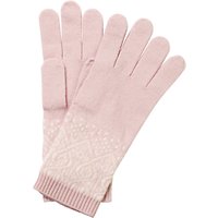 Pure Collection Francesca Cashmere Fair Isle Gloves, Oyster/Soft White