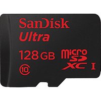 SanDisk Ultra UHS-I Class 10 MicroSDXC Memory Card, 128GB, 80MB/s With SD Adapter