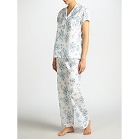 John Lewis Dawn Floral Short Sleeve Pyjama Set, White/Blue