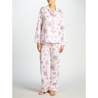 John Lewis Sigorney Long Sleeve Pyjama Set, White/Pink