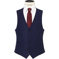 John Lewis Super 100s Wool Flannel Pindot Tailored Fit Waistcoat, Blue