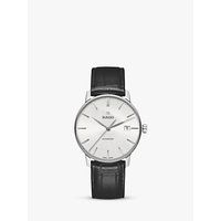 Rado R22860015 Unisex Coupole Classic Date Automatic Leather Strap Watch, Black/Silver
