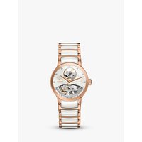 Rado R30248902 Women's Centrix Automatic Skeleton Diamond Bi-Material Bracelet Strap Watch, Rose Gold/White
