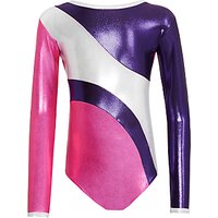 Tappers And Pointers Sparkling Foiled Stripes Gymnastics Leotard, Pink/Purple