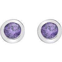 Hot Diamonds Round Cubic Zirconia And Diamond Stud Earrings, Purple