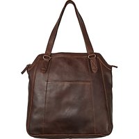 Fat Face Tilly Oiled Leather Tote Bag, Chocolate