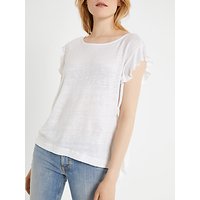 AND/OR Double Frill Linen Top, White