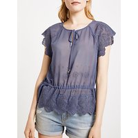 AND/OR Steph Broderie Top, Mid Blue