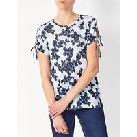 Collection WEEKEND By John Lewis Floral Split Shoulder T-Shirt, Blue/White