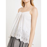 AND/OR Embroidered Cotton Cami, White