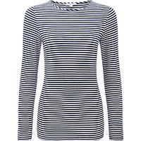 Pure Collection Claire Striped Soft Jersey Top, Navy/White