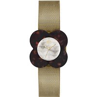 Orla Kiely OK4030 Poppy Mesh Bracelet Strap Watch, Gold/Cream