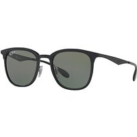 Ray-Ban RB4278 Polarised Square Sunglasses, Matte Black/Grey