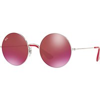 Ray-Ban RB3592 Ja-Jo Round Sunglasses, Silver/Red
