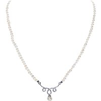 Ivory & Co. Sonnett Freshwater Pearl Pave Pendant Necklace, White/Silver