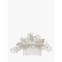 Ivory & Co. Passionflower Crystal And Faux Pearl Flower Hair Slide, Silver