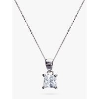 Ivory & Co. Princess Solitaire Cubic Zirconia Pendant Necklace, Silver/Clear