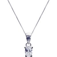 Ivory & Co. Epsom Oval Solitaire Cubic Zirconia Pendant Necklace, Silver/Clear