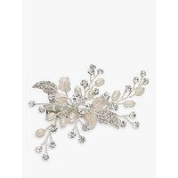 Ivory & Co. Orchid Small Flower Crystal And Freshwater Pearl Hair Slide, Silver