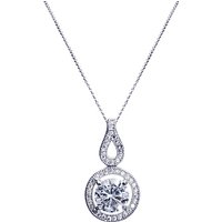 Ivory & Co. Heritage Round Cubic Zirconia Pave Drop Pendant Necklace, Silver